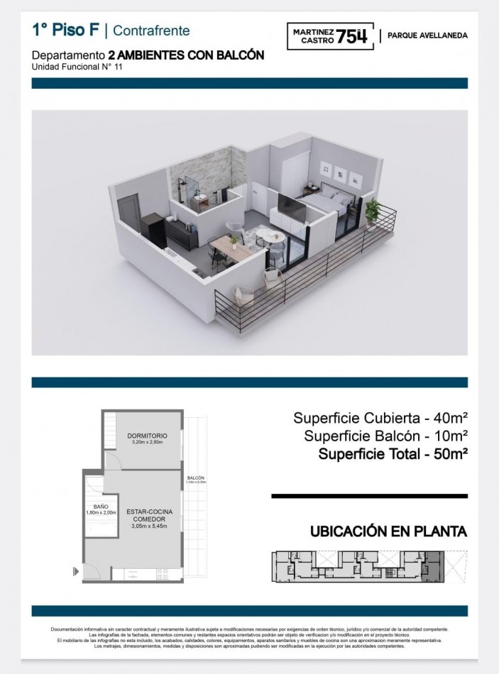 UF 11 - DEPTO 2 AMB PRIMER PISO - PARQUE AVELLANEDA - EN VENTA