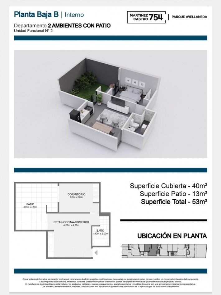 UF 2 - DEPTO 2 AMB EN PLANTA BAJA - PARQUE AVELLANEDA | EN VENTA